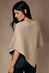 Dim Gray Diamond Cable Knit Poncho poncho