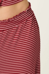 Antique White Pretty Stripes Dark Wine Pointelle Pajama Pants Lounge Pants