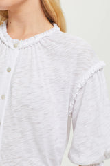 Light Gray Button Down Poet Blouse Shirts & Tops