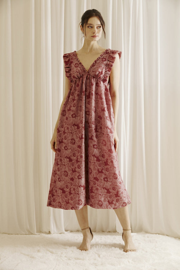Gray Avondale Babydoll Midi Dress Midi Dress