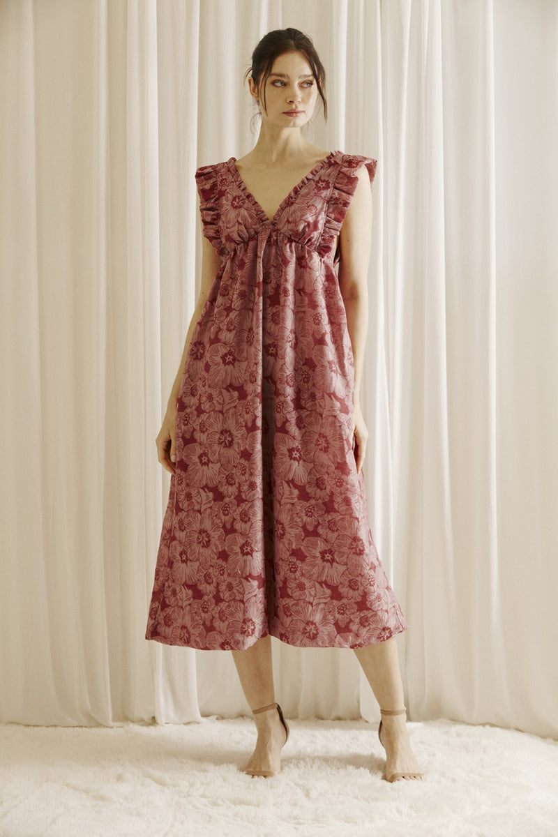 Gray Avondale Babydoll Midi Dress Midi Dress