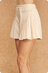 Dark Khaki Pleated Short Short