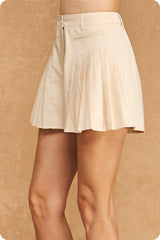 Dark Khaki Pleated Short Short