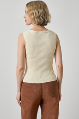 Light Gray Sleeveless Rib Top Top