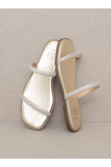 Dark Gray Lucy Strappy Sandal | Metallic Gold Sandals
