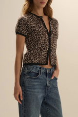 Gray The 9 to 5 Cardigan in Leopard Cardigan
