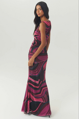 Light Gray Cinda Skirt in Pink/Multi Maxi Skirt