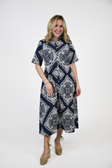 Lavender Iris | Midnight Mosaic Midi Dress