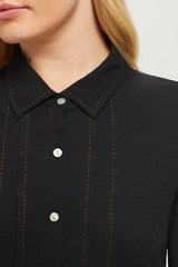 Tan Running Stitch Classic Shirt Shirts & Tops