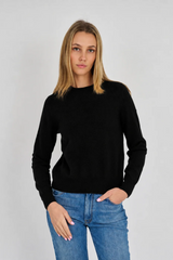 Black Crew Cashmere Solid Rugby Sweater