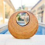 Light Gray Winding Road Rattan Bag Beach Bag
