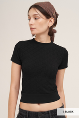 Black Billie Floral Eyelet Top Top