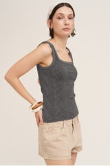 Antique White Sally Scoop Neck Tonal Snake Top Tank Top