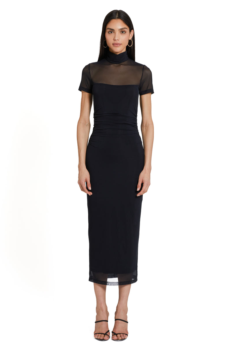 Black Dominique Mesh Midi Dress Midi Dress