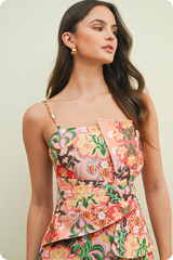 Light Gray Secret Garden Floral Mini Dress Mini Dress