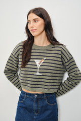 Lavender Olive You Striped Martini Sweater Sweater