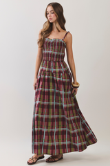 Light Gray Countryside Plaid Maxi Dress Maxi Dress