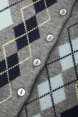 Light Slate Gray Serena Intarsia Argyle Cardigan Cardigan
