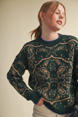 Gray Born To Wander Paisley Sweater Sweater