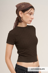Light Gray Billie Floral Eyelet Top Top