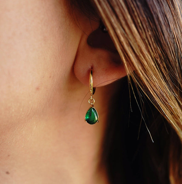 Rosy Brown Petra Emerald Drop earrings Earrings