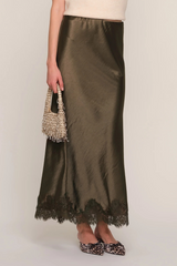 Dark Olive Green Mara Skirt Maxi Skirt