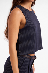 White Smoke Legacy Top in Navy Ivory Top