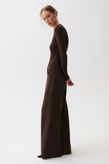 Lavender Jadyn Corduroy Mid Rise Palazzo Jean | Mocha Jeans