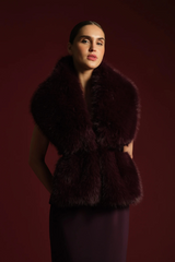 Black Kay Faux Fox Asymmetric Stole Shawl