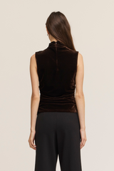 Black Velvet Charm Sleeveless Mock Neck Top Top