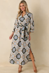 Light Gray Matilda Dress in Manor House Maxi Dress