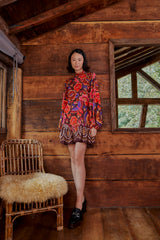 Saddle Brown Bright Flora Mini Dress Mini Dress