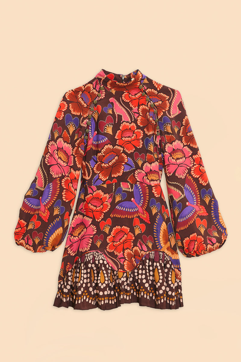 Dark Slate Gray Bright Flora Mini Dress Mini Dress