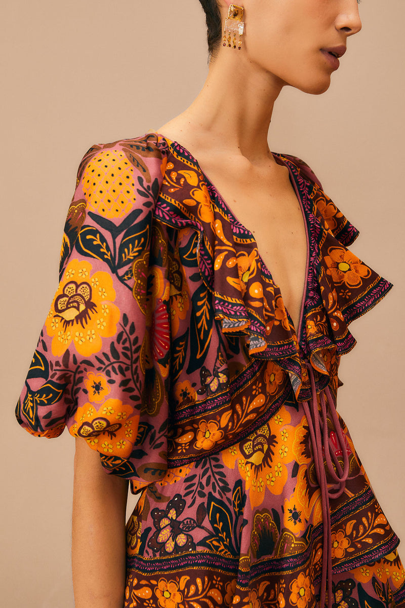 Tan Garden Bloom Blush Maxi Dress Maxi Dress