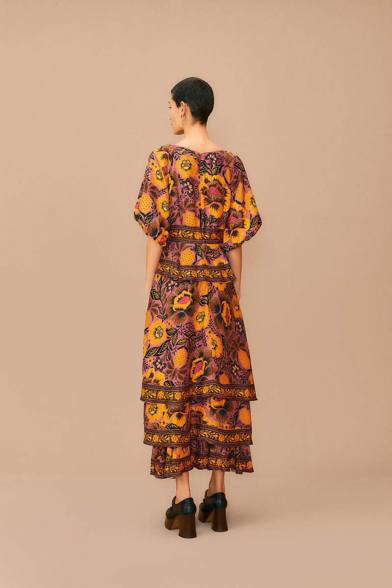 Tan Garden Bloom Blush Maxi Dress Maxi Dress