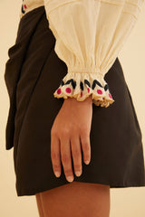 Black Palms Paradise Sand Embroidery Blouse Blouse