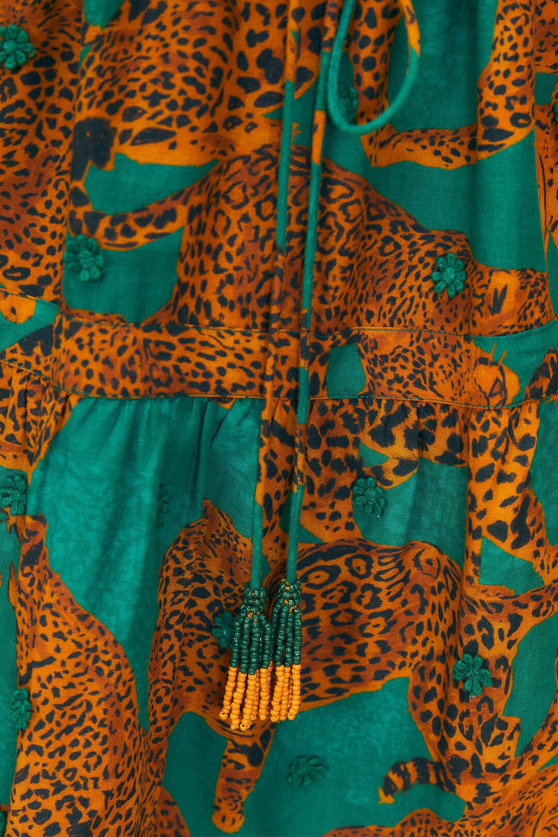Dark Slate Gray Artsy Leopards Long Sleeve Mini Dress Mini Dress