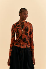 Wheat Giraffe Tulle Blouse Top