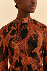 Black Giraffe Tulle Blouse Top