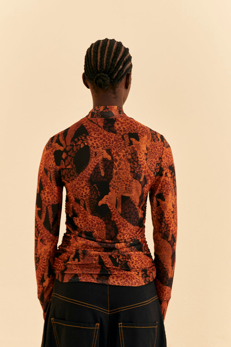 Wheat Giraffe Tulle Blouse Top