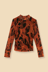 Wheat Giraffe Tulle Blouse Top