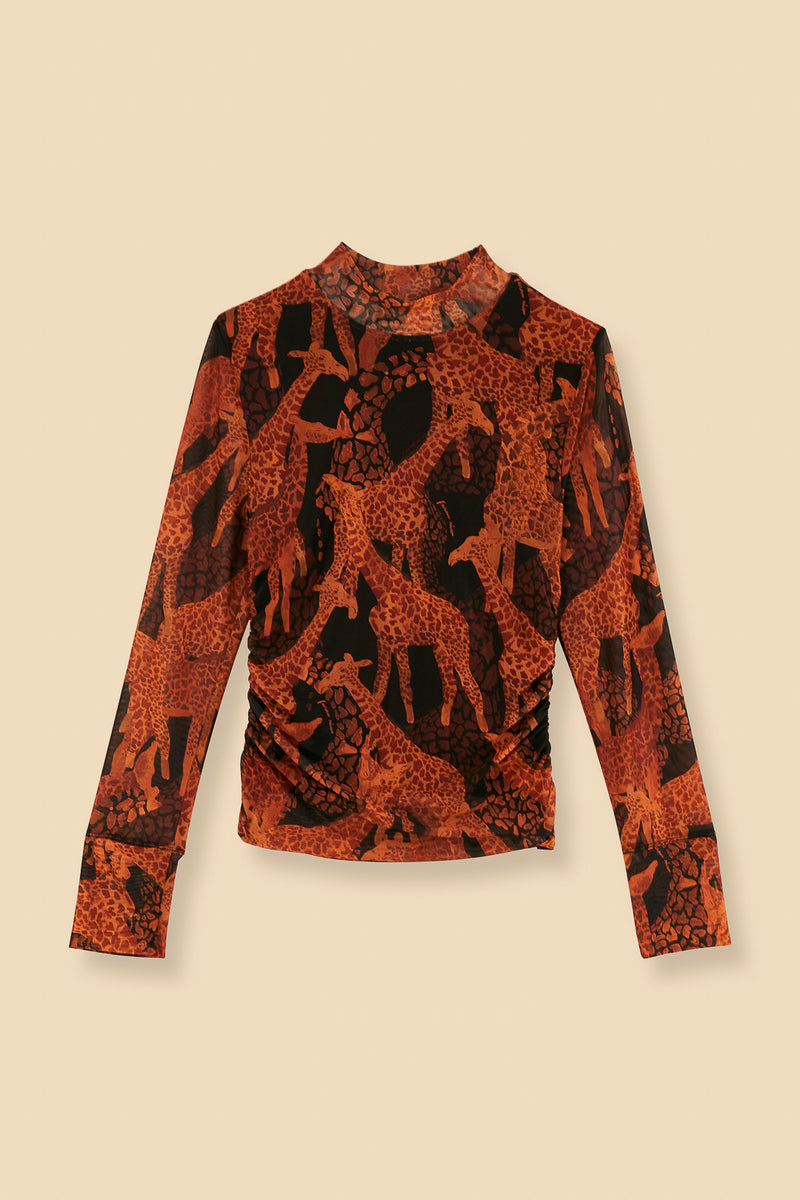 Wheat Giraffe Tulle Blouse Top