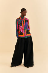 Black Flower Season Scarf Shirt Shirt