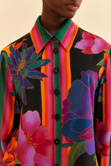 Dark Slate Gray Flower Season Scarf Shirt Shirt