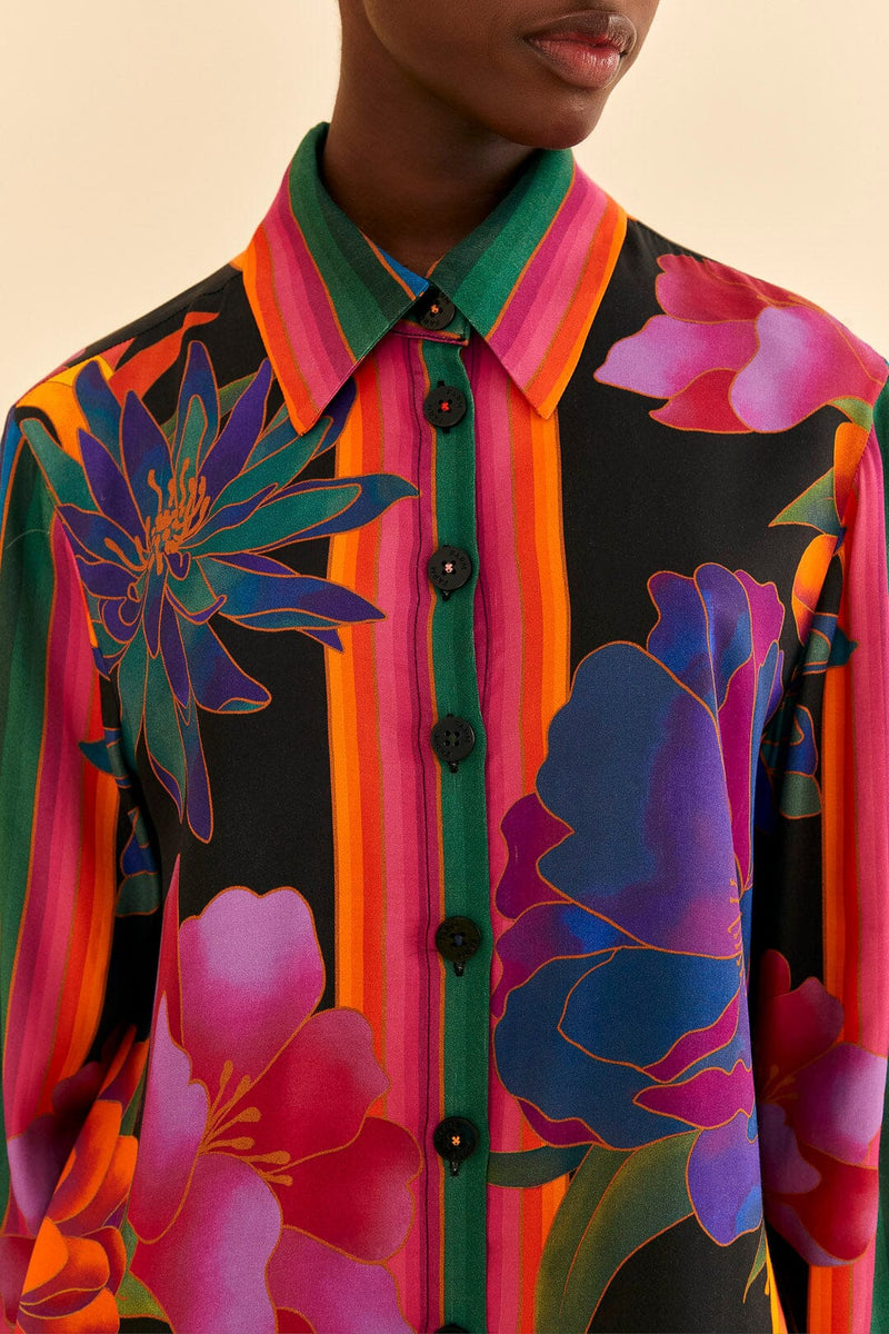 Dark Slate Gray Flower Season Scarf Shirt Shirt