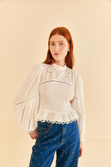 Wheat Perfect Smocked Blouse Top