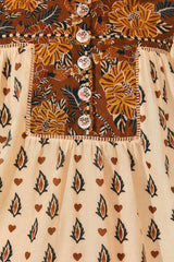 Tan Ainika Floral Long Sleeve Top Blouse