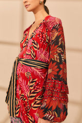 Tan Mixed Florals Maxi Dress Maxi Dress