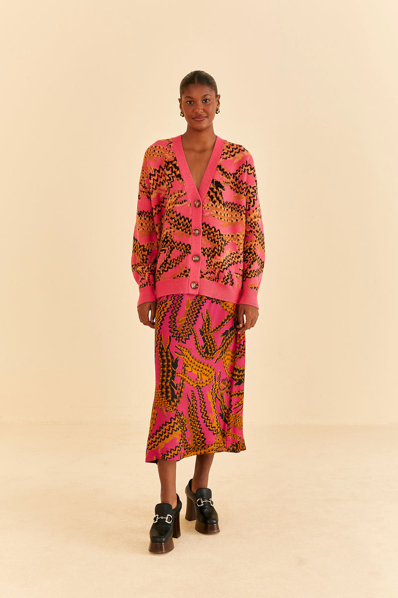 Wheat Croco Midi Skirt Skirt