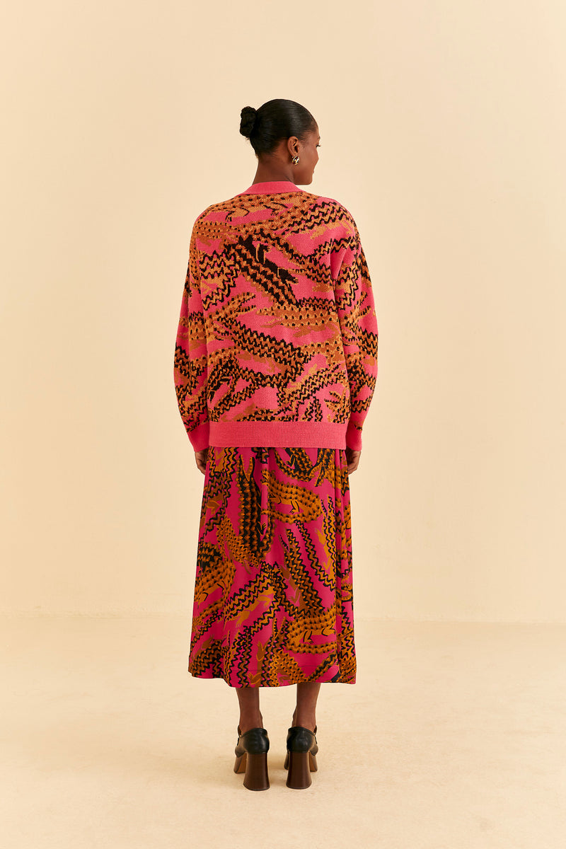 Wheat Croco Midi Skirt Skirt
